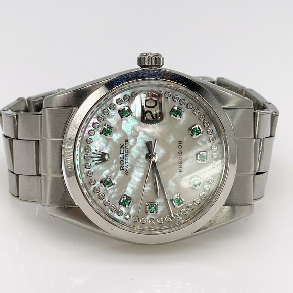 ROLEX OYSTERDATE 31MM EMERALD DIAMOND WATCH!! - Picture 2 of 5